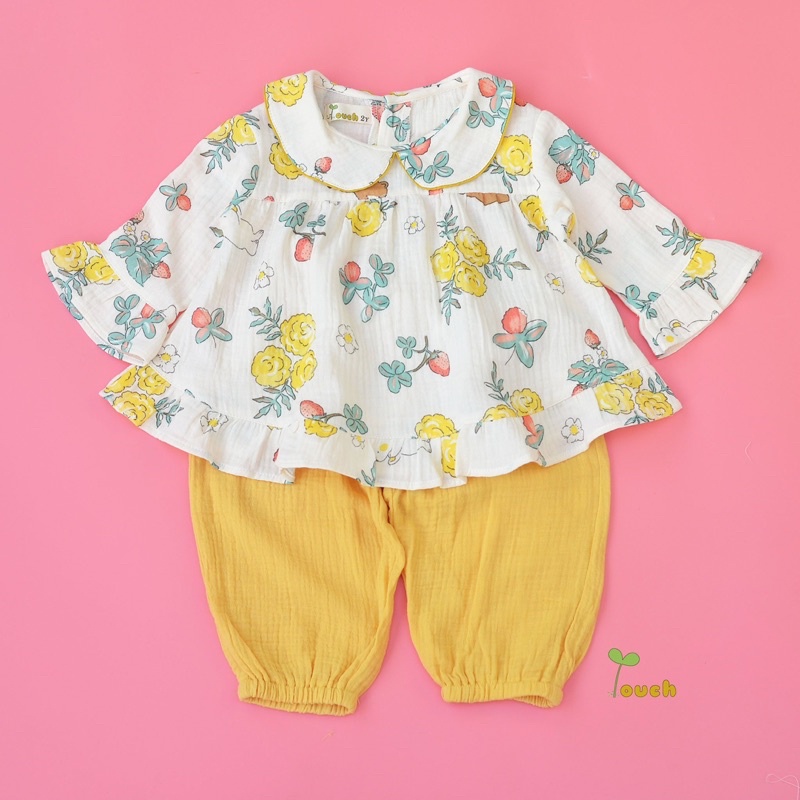 Bộ dài tay quần dài bé gái nhiều màu Touch VN