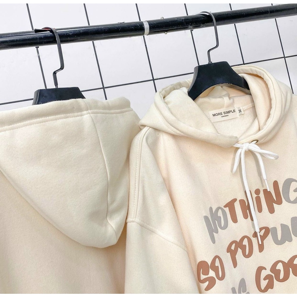 (Miễn Phí Ship 2022) Aó hoodie from rộng in chữ nổi,áo nỉ tay dài phồng nón 2 lớp có dây luồng,phong cách hàn trẻ trung