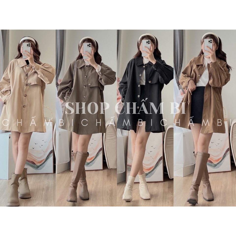 Áo khoác măng tô nữ A.382, Áo khoác form rộng tay bồng chất vải kaki Style Korean cực xinh - Shop Chấm Bi
