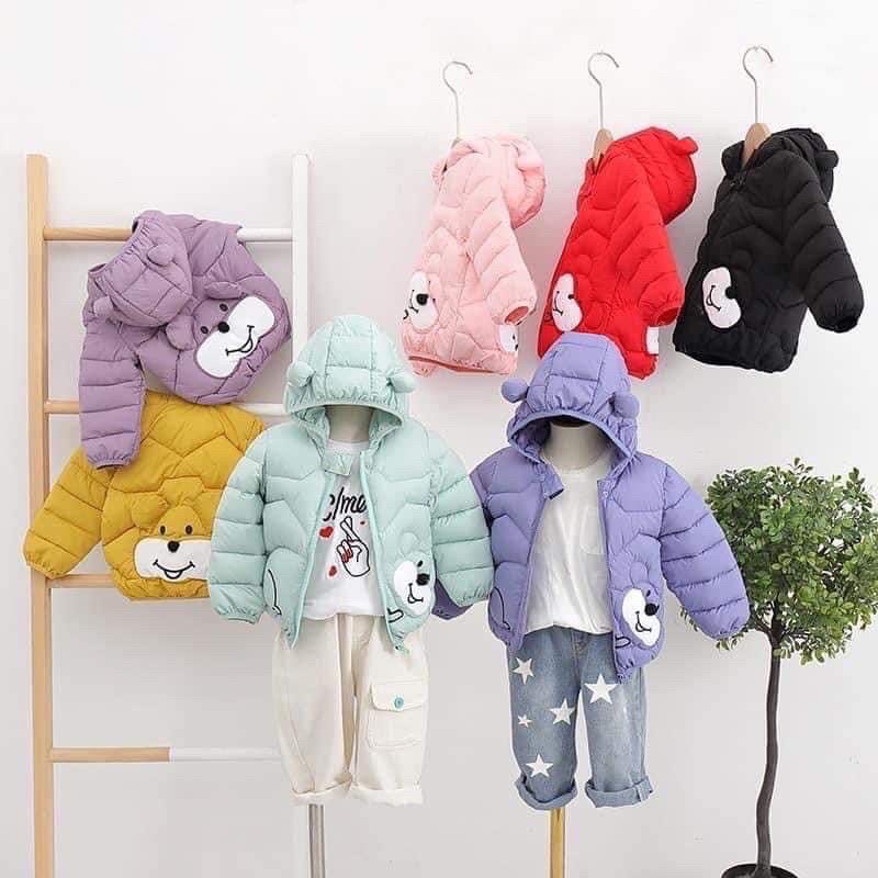 Áo phao tai gấu thêu hình chuột hàng quảng châu cho bé