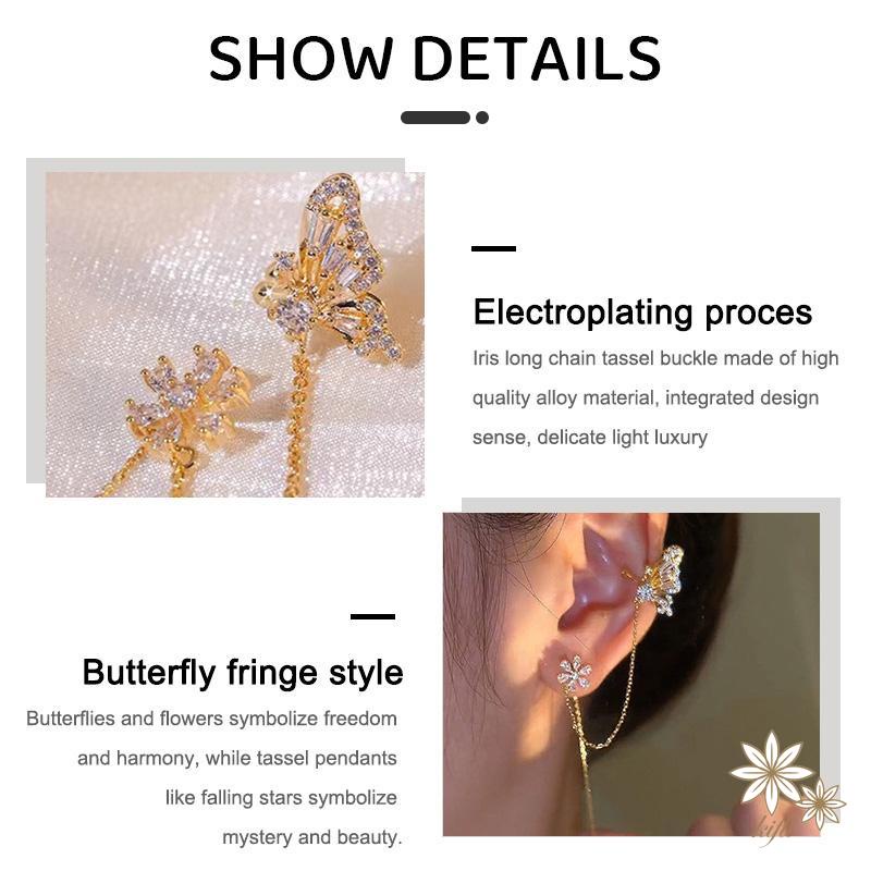 Bông Tai Hình Bướm Đính Đá Thiết Kế Mới Thời Trang Theo Phong Cách Nhật Hàn