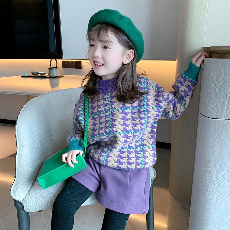 Áo sweater IQ Angel dệt kim dày dặn phong cách thời trang Hàn Quốc mới cho bé gái