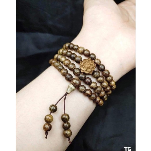 Vòng Đeo Tay Trầm Hương Sánh Chìm 108 Hạt 6 Ly Tự Nhiên Phong Thủy  Mix Sen Đá + Sen Sánh