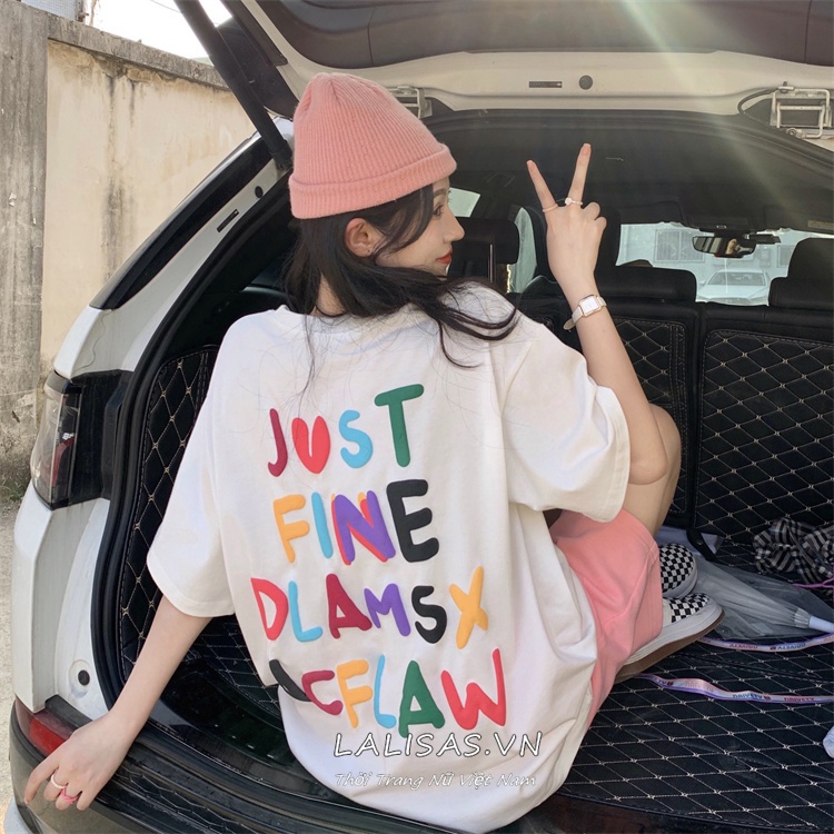 Áo Thun Tay Ngắn In Chữ Màu Sắc Thời Trang Phong Cách Hàn Quốc