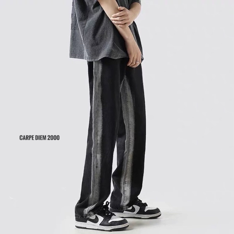 Midnight Stripe Jeans - quần bò đen sọc trắng phong cách