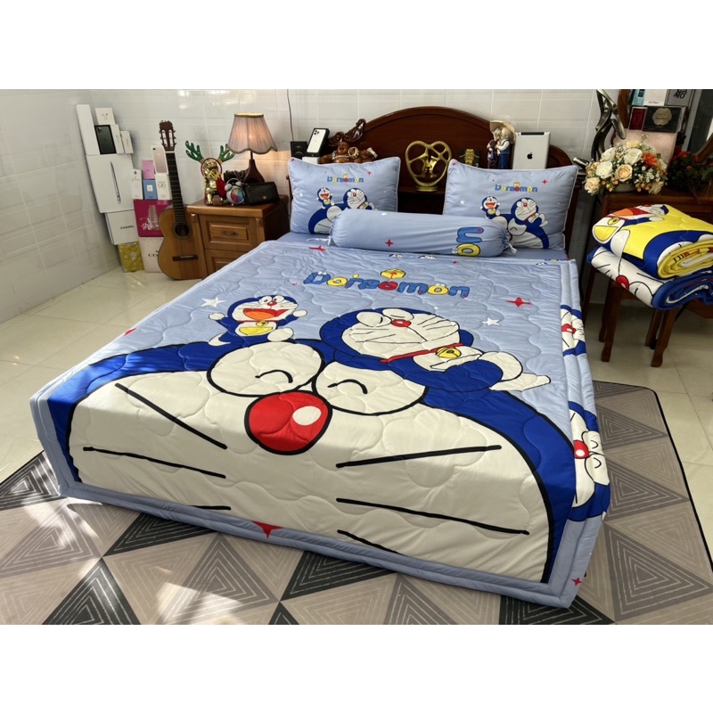 Bộ ga gối Doremon siêu mát lạnh 5D