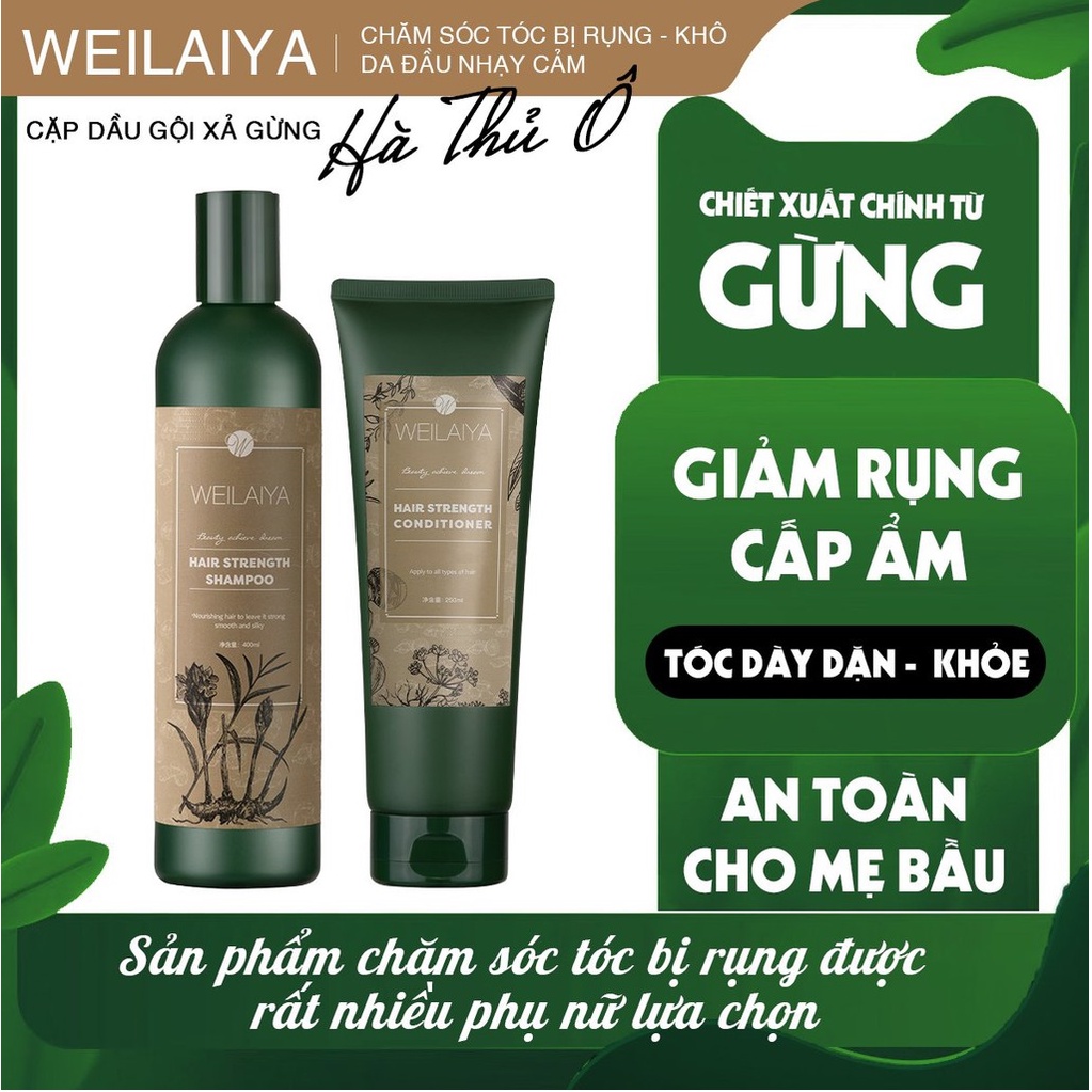 Bộ Dầu Gội Xả Weilaiya Tinh Chất Gừng Hà Thủ Ô Hỗ Trợ Mọc Tóc Ngăn Rụng Tóc - Cho Da Đầu Khô