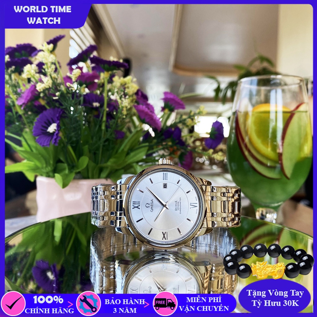 Đồng hồ nam Omega DM786SWA B dây thép , full box, thẻ bảo hành 3 năm toàn quốc, kính sapphire chống xước chống nước