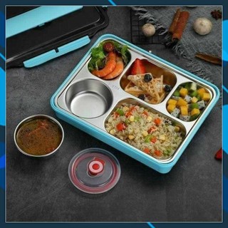Hộp đựng cơm văn phòng khay inox giữ nhiệt 5 ngăn tiện lợi