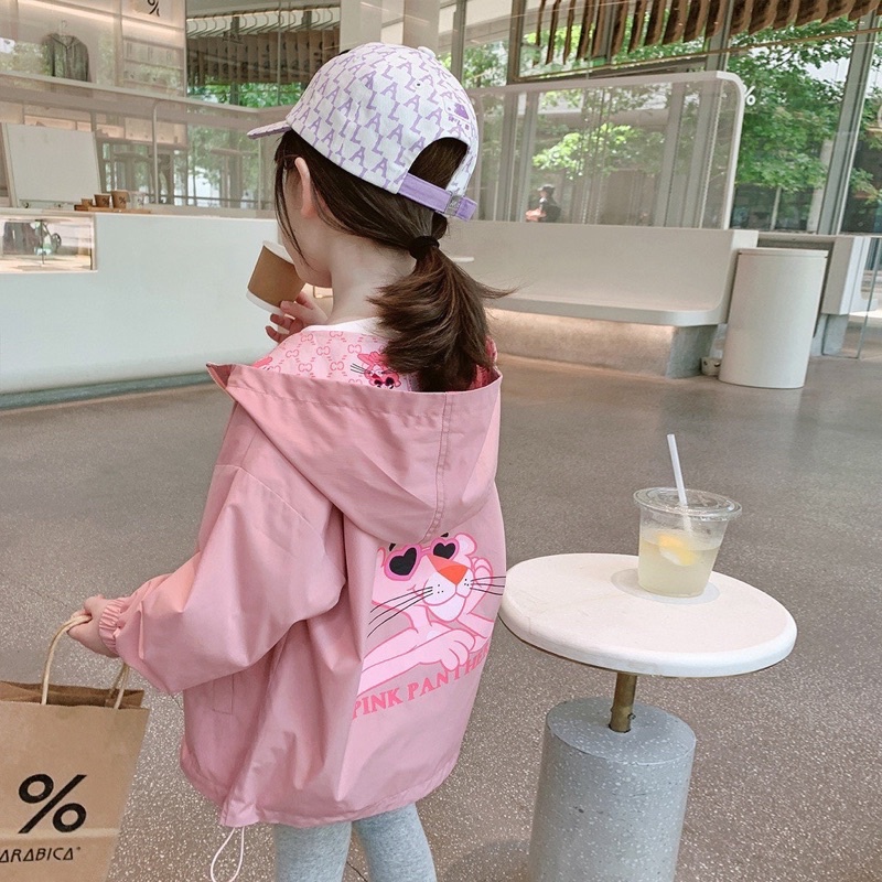 Áo gió báo hồng mặc 2 mặt cho bé gái