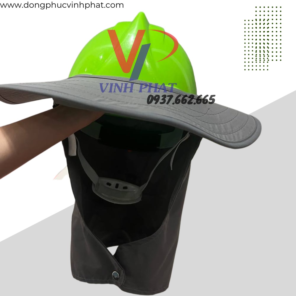Vành mũ nón che nắng bảo hộ màu xám cho công nhân lao động chất lượng đảm bảo an toàn