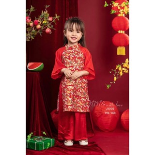 Áo dài cách tân bé gái đỏ June siêu đẹp