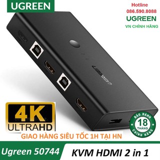 Bộ chuyển kvm switch 2 vào 1 ra ugreen 50744 chuẩn hdmi - hàng chính hãng
