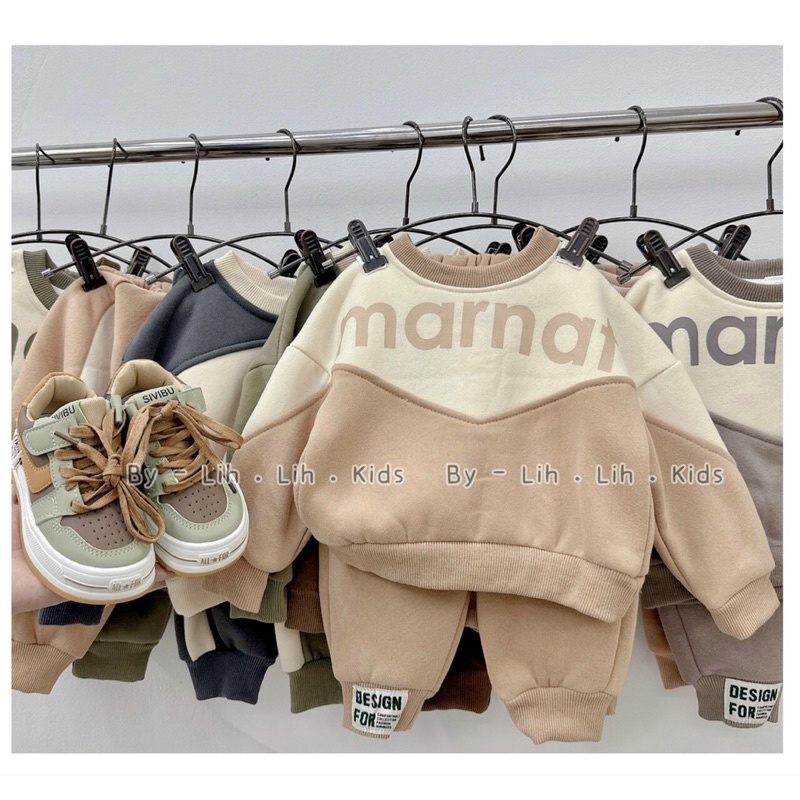 Bộ nỉ bông cao cấp phối màu siêu yêu cho bé trai