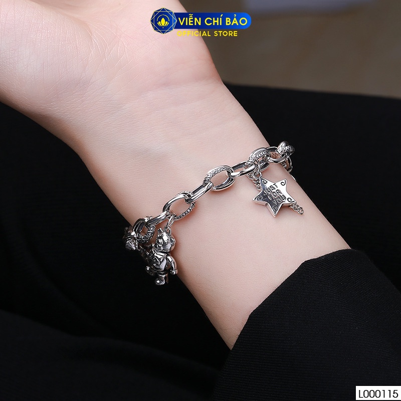 Lắc tay bạc nữ Bearbrick charm cá tính chất liệu bạc 925 thời trang phụ kiện trang sức Viễn Chí Bảo L000115