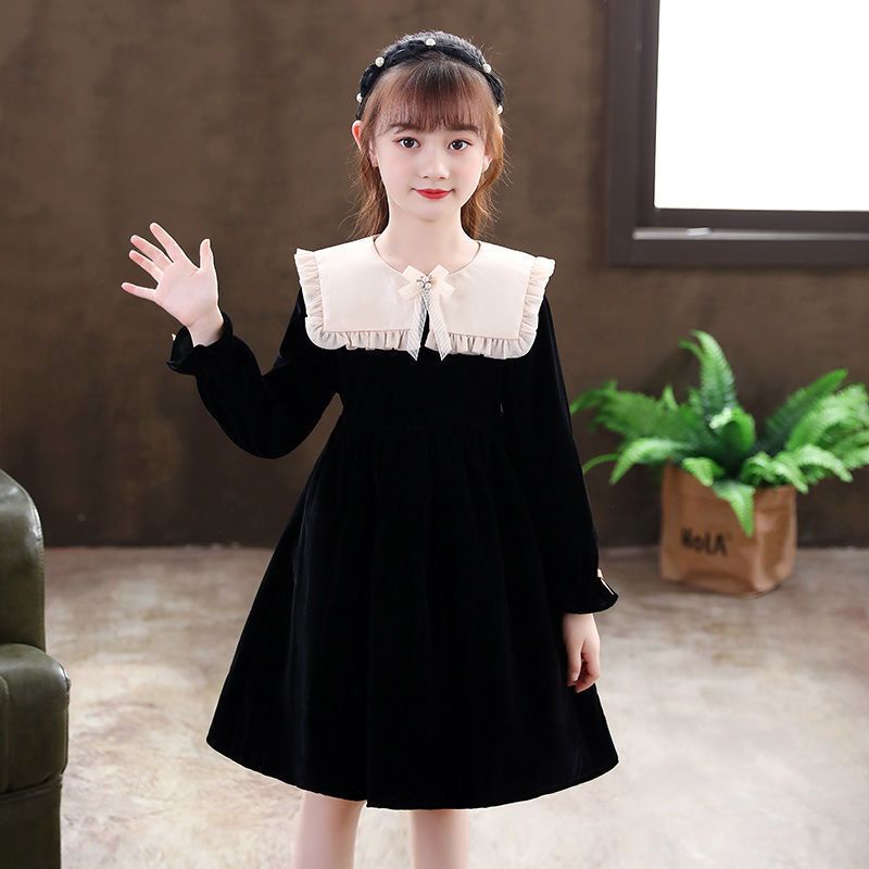 Đầm Tay Dài Thời Trang Thu Đông Xinh Xắn Cho Bé Gái 3-5 - 8-10 - 12-13 Tuổi