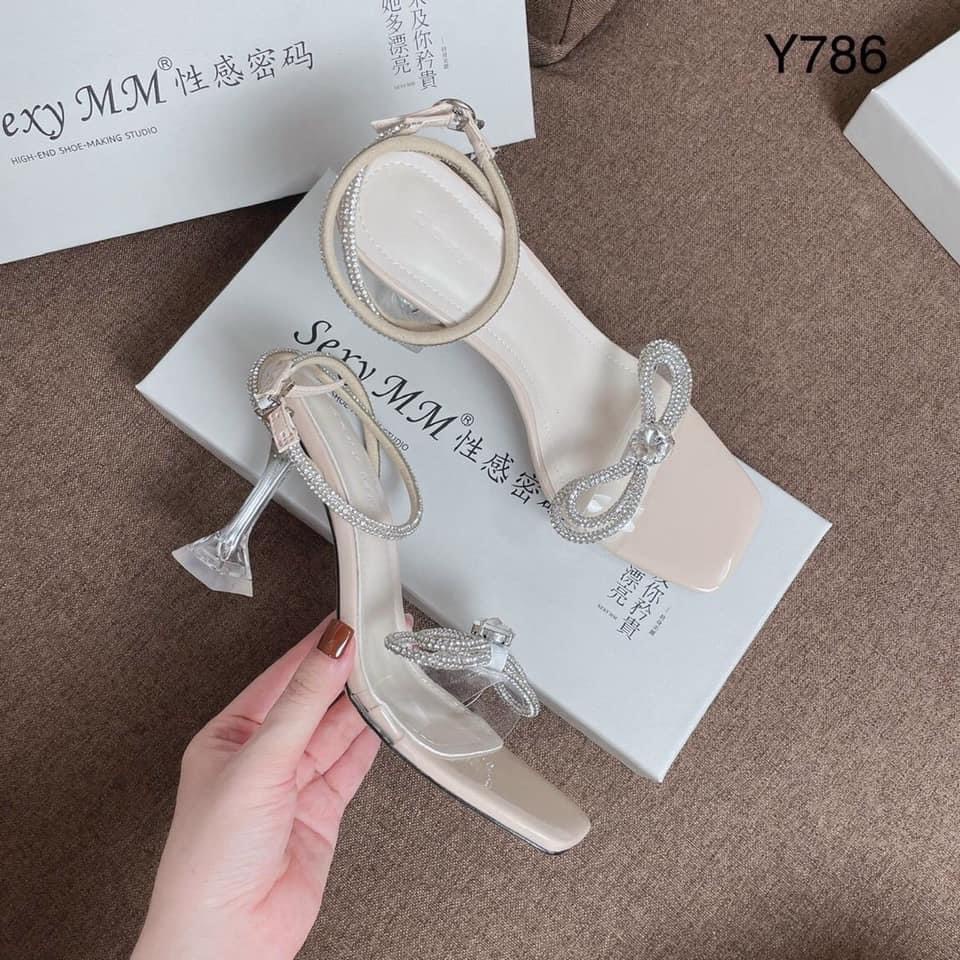 Guốc sandal quai triong gắn nơ gót ly 9 phân bigsize SD034