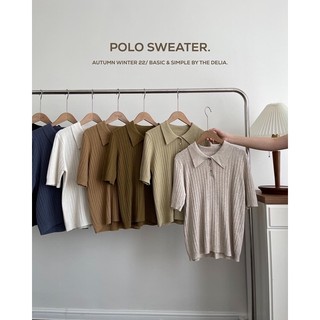 6825 áo len cổ polo 3 cúc sọc dọc