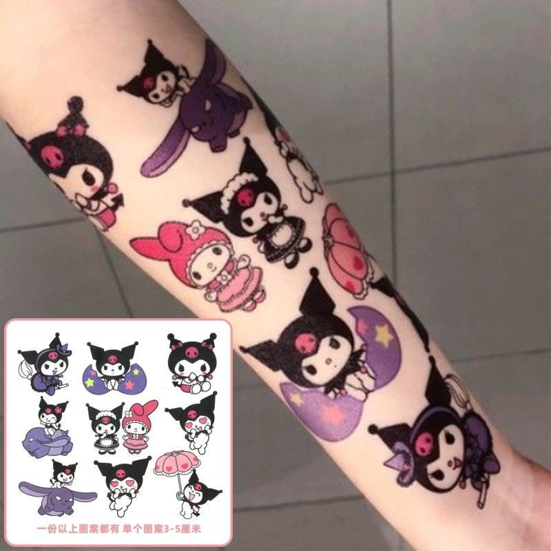 Bộ 7 Hình Xăm Dán Hoạt Hình Kuromi Melody Nhiều Màu Lâu Trôi