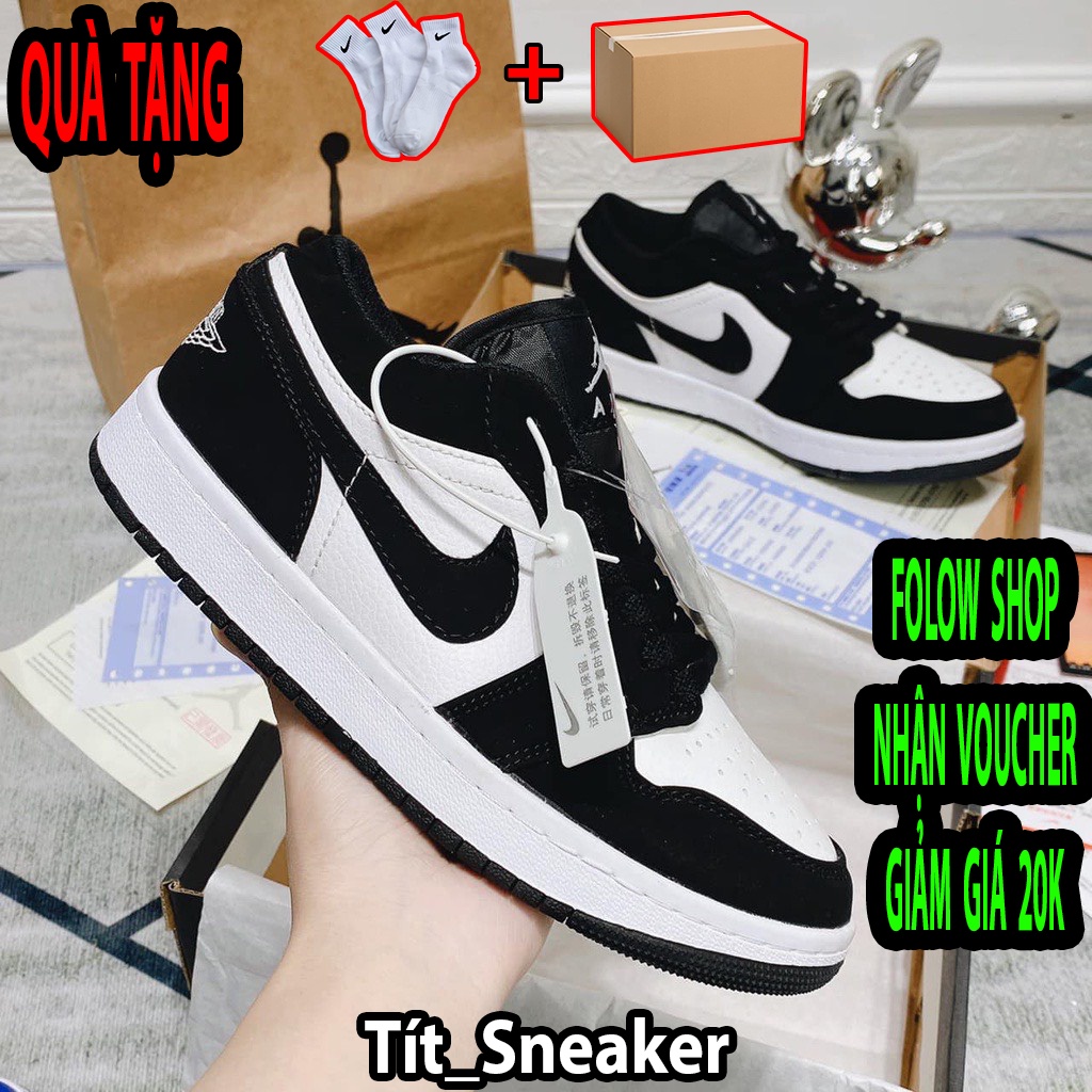 Giày_ Jordan Panda Cổ Thấp,JD 1 Low Bản Đen Trắng Cực Hot Đủ Size Nam Nữ + Bill Box Và Quà Tặng