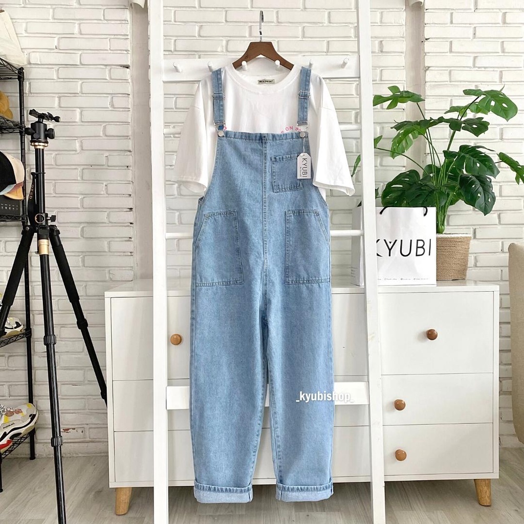 Quần yếm jean dài KYUBI form rộng phong cách ulzzang có túi (Nhiều mẫu) - Yềm quần bò jeans YUNI