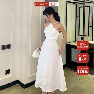  BBSTORE'S Đầm Xòe Cổ Yếm Dự Tiệc Sang Trọng Kèm Hoa Cài Trước Ngực -D1379
