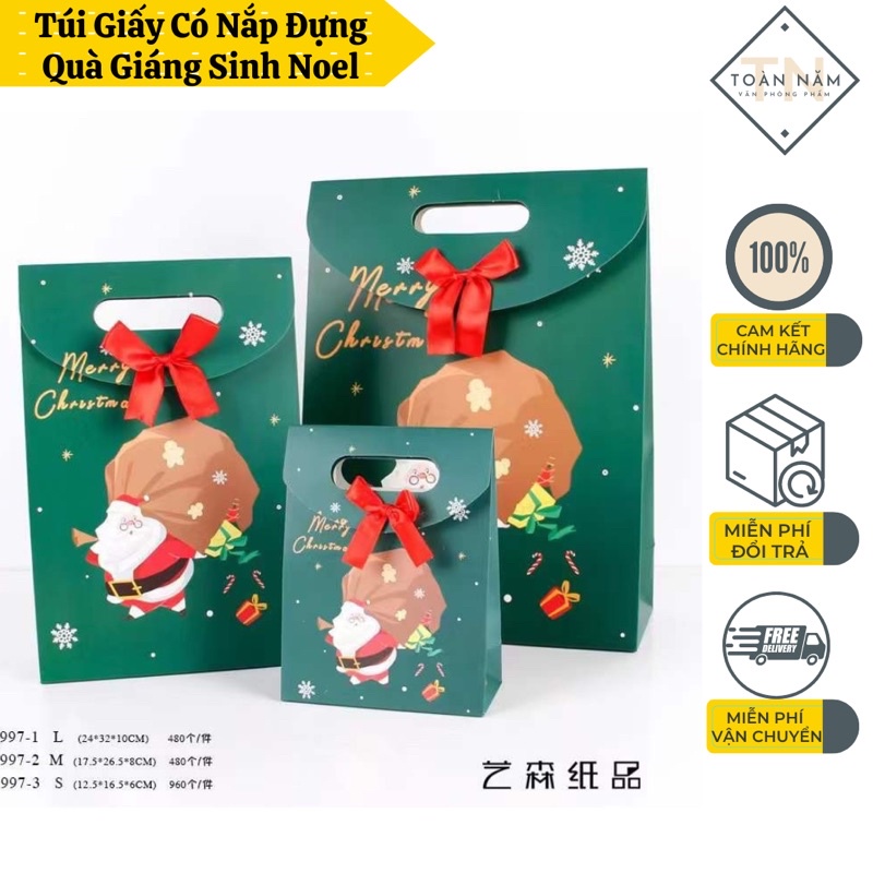 Túi Giấy Đựng Quà Giáng Sinh Noel Có Nắp