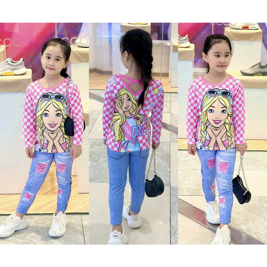 Bộ tay dài quần dài thun lạnh 3D siêu sang cho bé gái size đại 25-45kg-Quần áo trẻ em-Pikakids