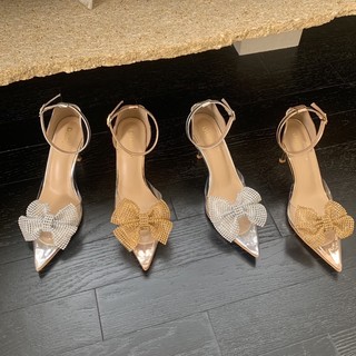 Sandal cao gót nơ đá bít mũi hàng cao cấp fullbox