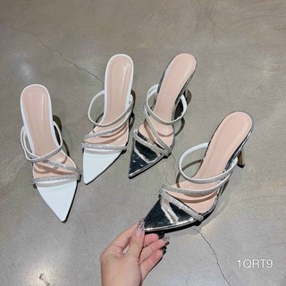 Dép cao gót quai mảnh đá chéo gót nhọn 9cm