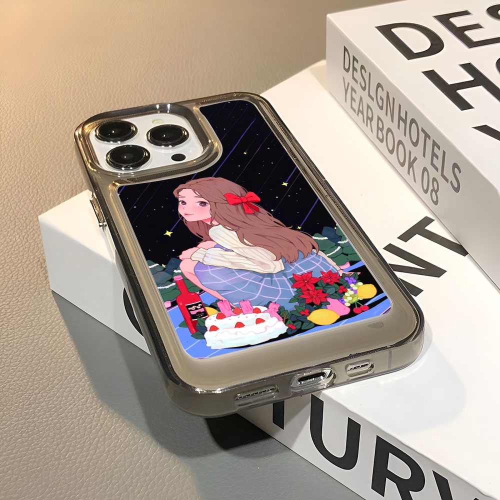 Ốp Điện Thoại Trong Suốt Hình Cô Gái Không Gian Cho iphone 14 Pro Max 13 11 12 7Plus X XR XS Max 8 7