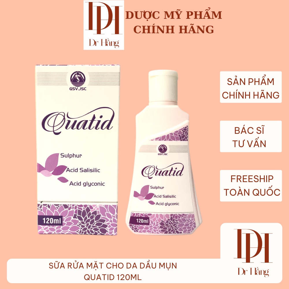 Sữa rửa mặt Quatid sạch mụn , giảm dầu cho da dầu mụn 120ml, srm quatid