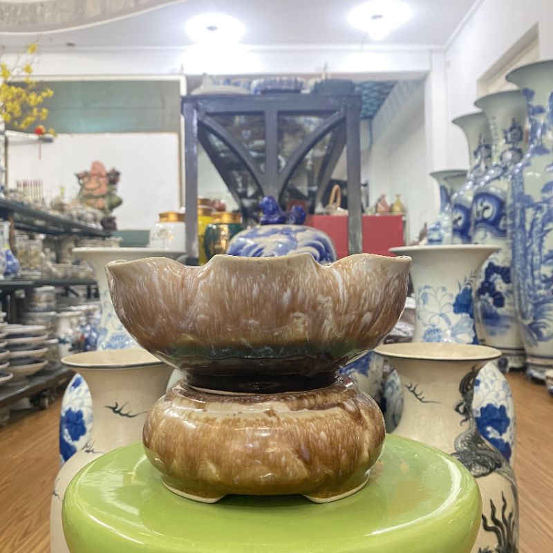 Đôn, chân đế Hỏa Biến bóng mịn hàng Bát Tràng chính hãng dùng làm chân đế lọ hoa, bình hút lộc, bát sen,...