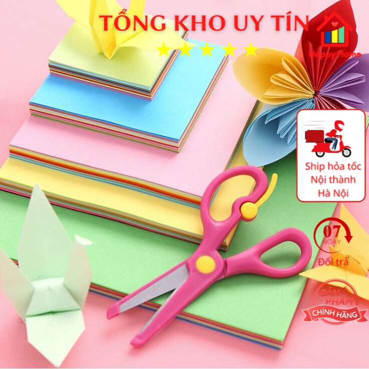 Giấy gấp Origami, giấy gấpthủ công gấp hạc hoa 100 tờ 10 màu
