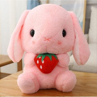 Gấu bông thỏ lông tai dài ôm dâu 32cm - diabrand