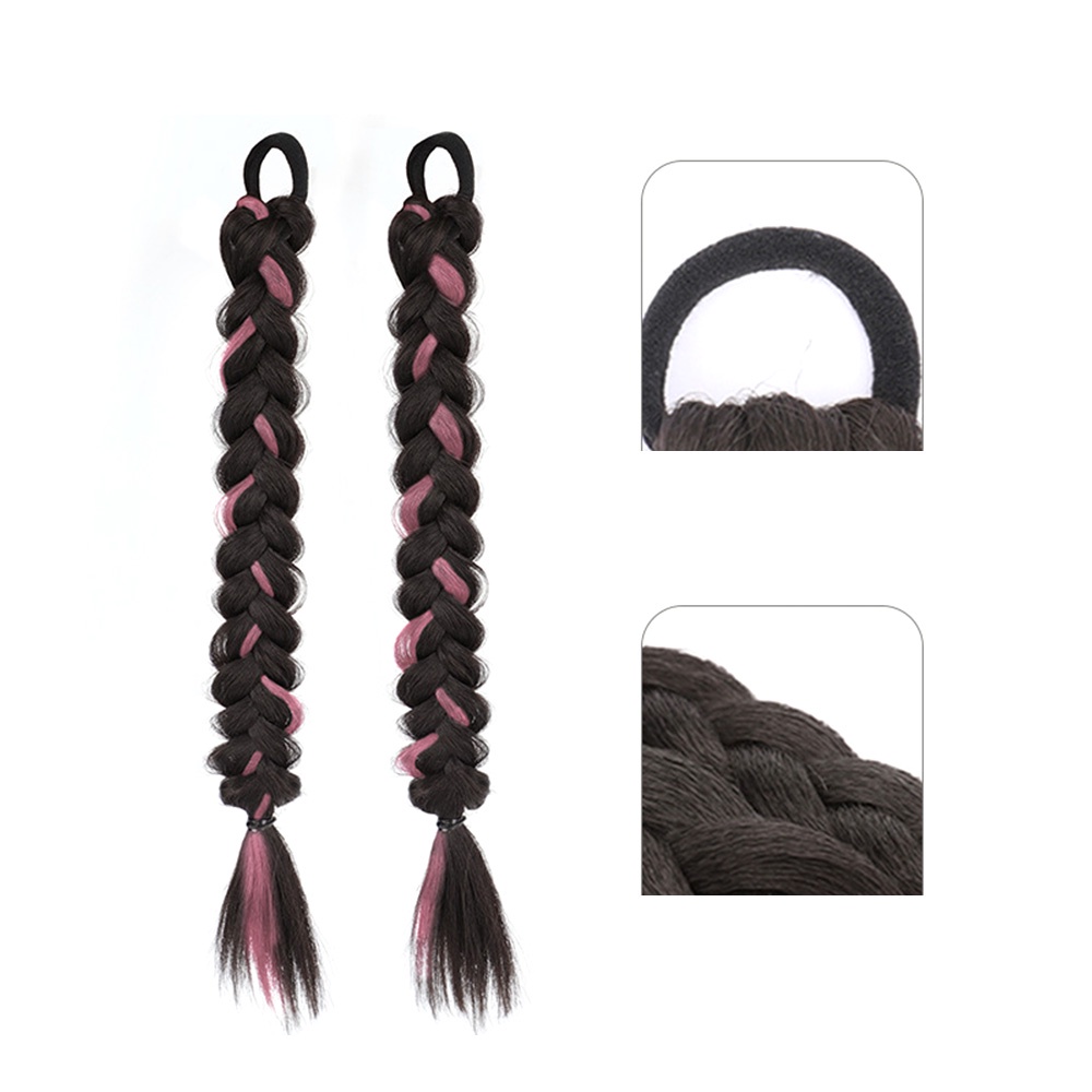 1 Tóc Giả Y2K Thắt Bím Dài 45cm Phụ Kiện Tóc Wig Highlighted Braided Ponytails Cho Phái Đẹp