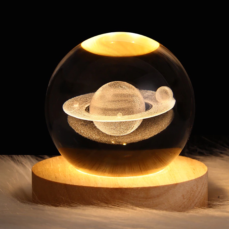Đèn Ngủ Quả cầu Pha Lê Phát Sáng - Đèn Ngủ LED 3D trang trí phòng ngủ, bàn làm việc - Quà Tặng Sinh Nhật Ý Ng
