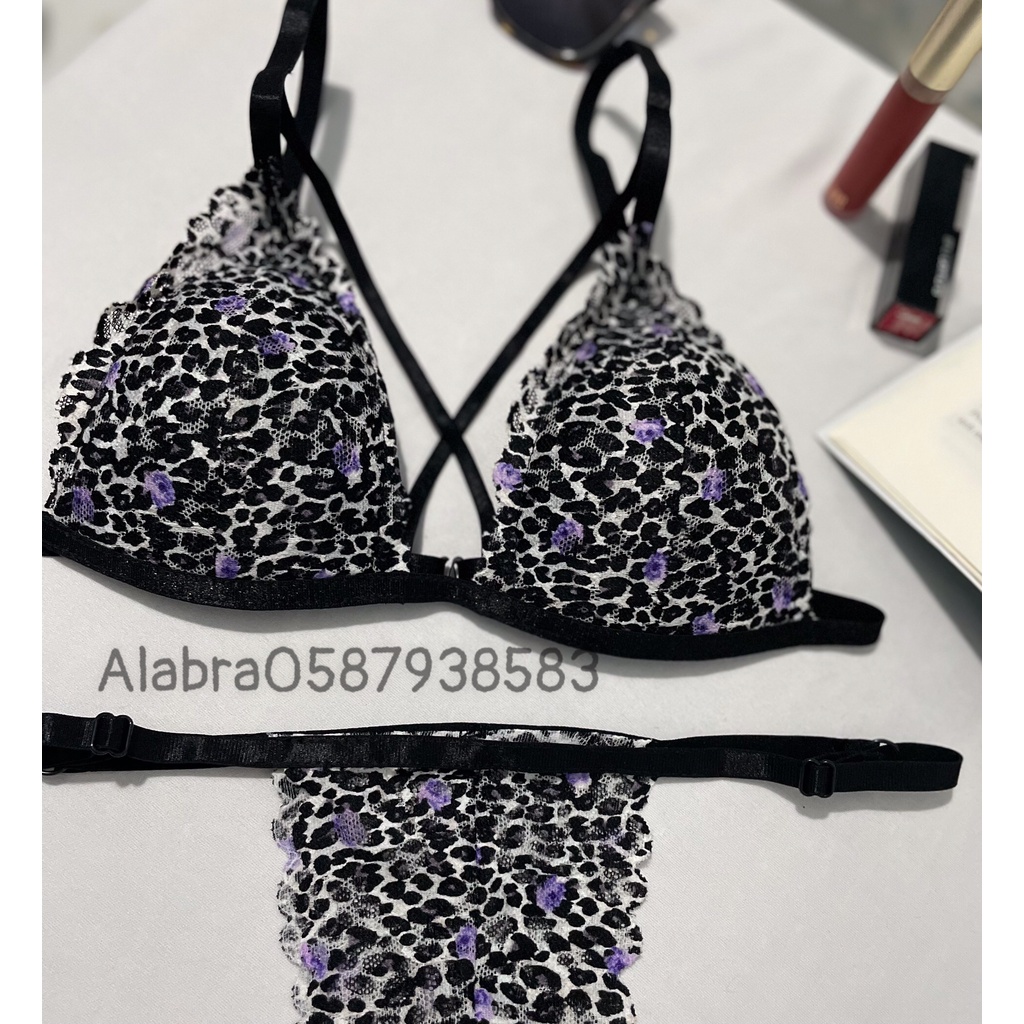 Đồ lót nữ bralette thiết kế sexy bộ đồ lót nữ da beo quần dây chất liệu ren thoáng mát