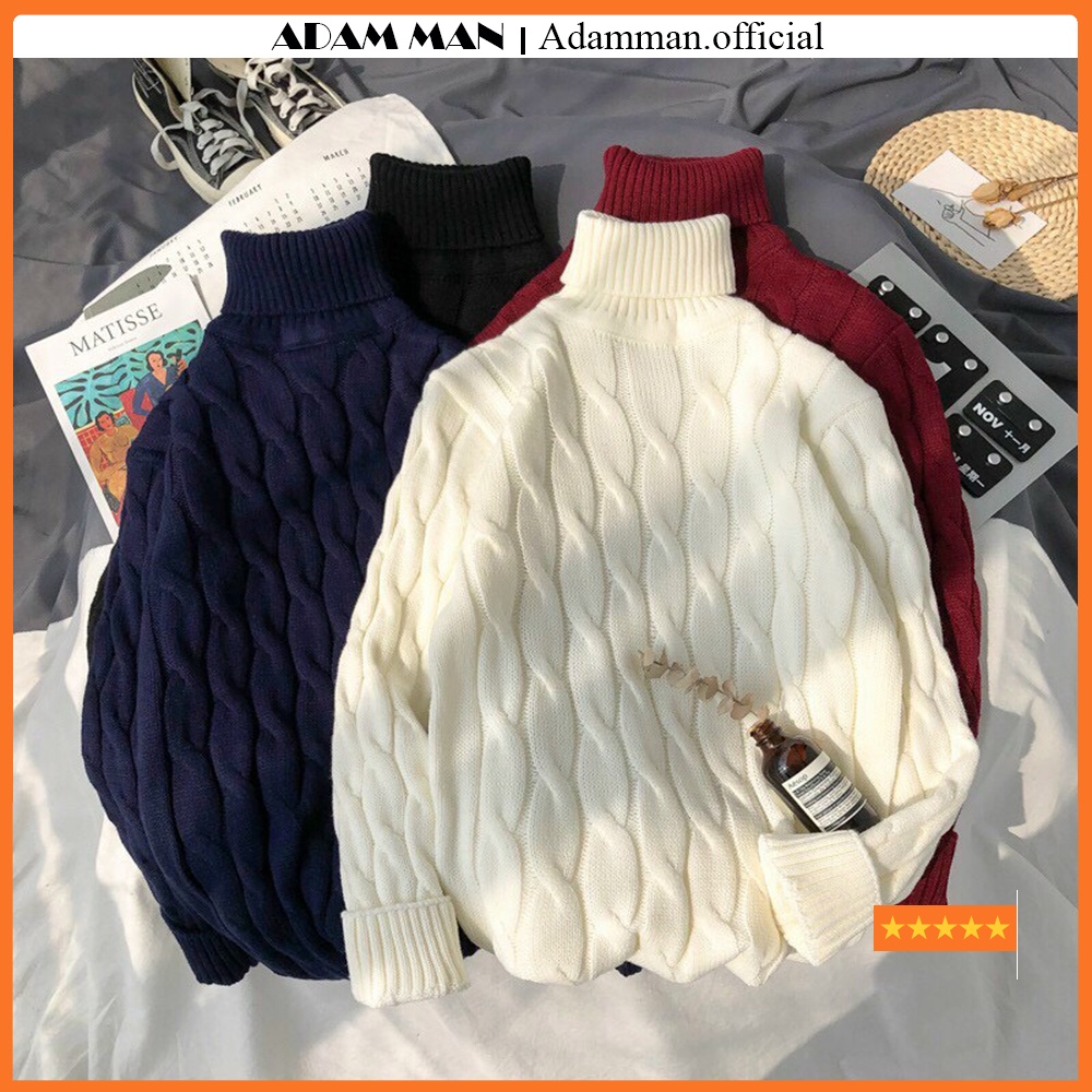 Áo len nam cổ lọ vặn thừng nhỏ phong cách hàn quốc trẻ trung, chất liệu len dày dặn, mềm mịn - Adam Man