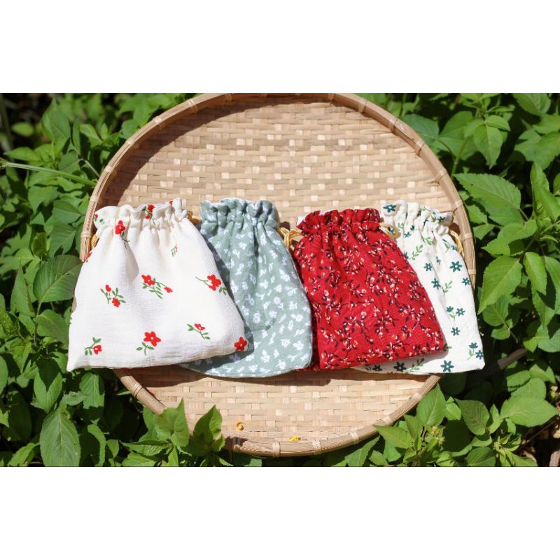 Túi rút vải Hoa Hoè nhỏ xinh size 15cm