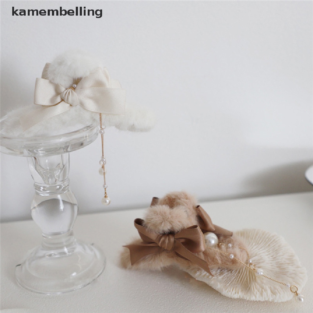 Kẹp Tóc Càng Cua Dài Đính Ngọc Trai Phối Lông Phong Cách Vintage Thời Trang Cho Nữ