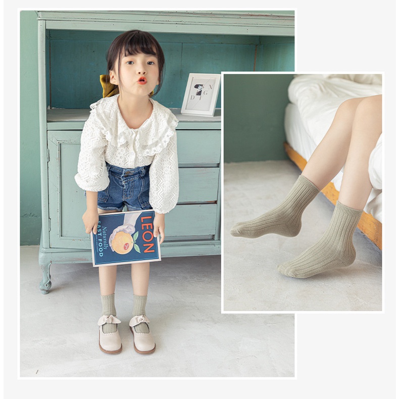 Vớ Cotton Chống Trượt Màu Sắc Đơn Giản Cho Bé