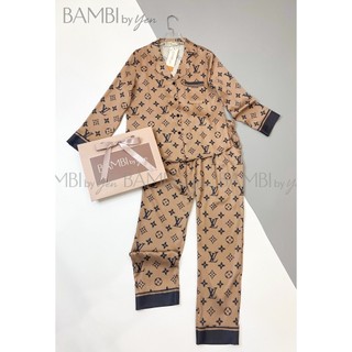 Bộ lụa luxury Bambi by Yen quần dài tay dài cổ pijama hoạ tiết trẻ trung ,sang trọng M989 - BB650