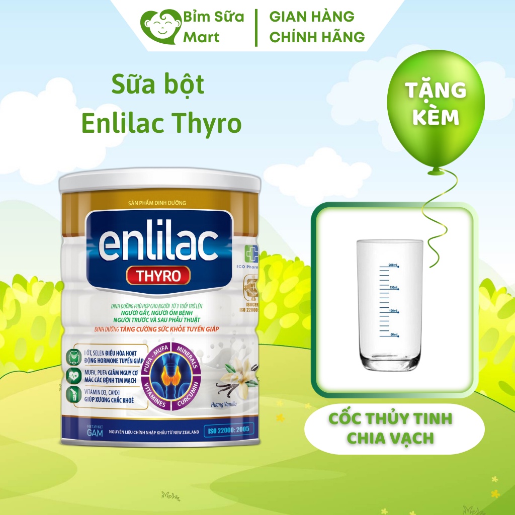 Sữa Enlilac Thyro lon 400g cho người bệnh tuyến giáp, người sau phẫu thuật tuyến giáp phục hồi sức khỏe
