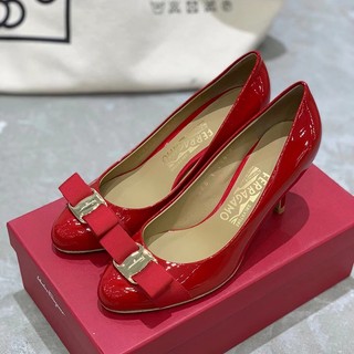 Giày cao gót 7cm da bóng đính nơ 22 kiểu mới