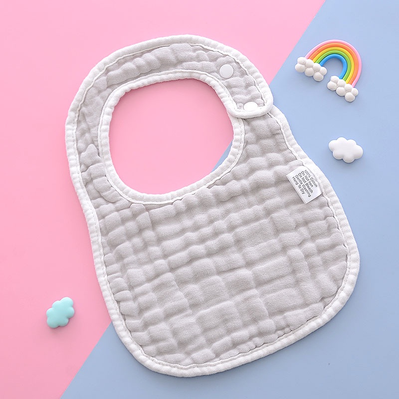 Yếm cho bé ăn dặm 8 lớp, hình chữ U, chống thấm cao cấp 100% Cotton