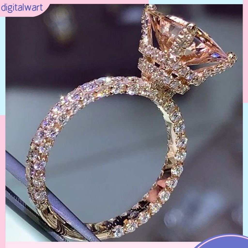 |Đào| Nhẫn Đính Đá Zircon Hình Vuông Lớn Thời Trang Cho Nữ