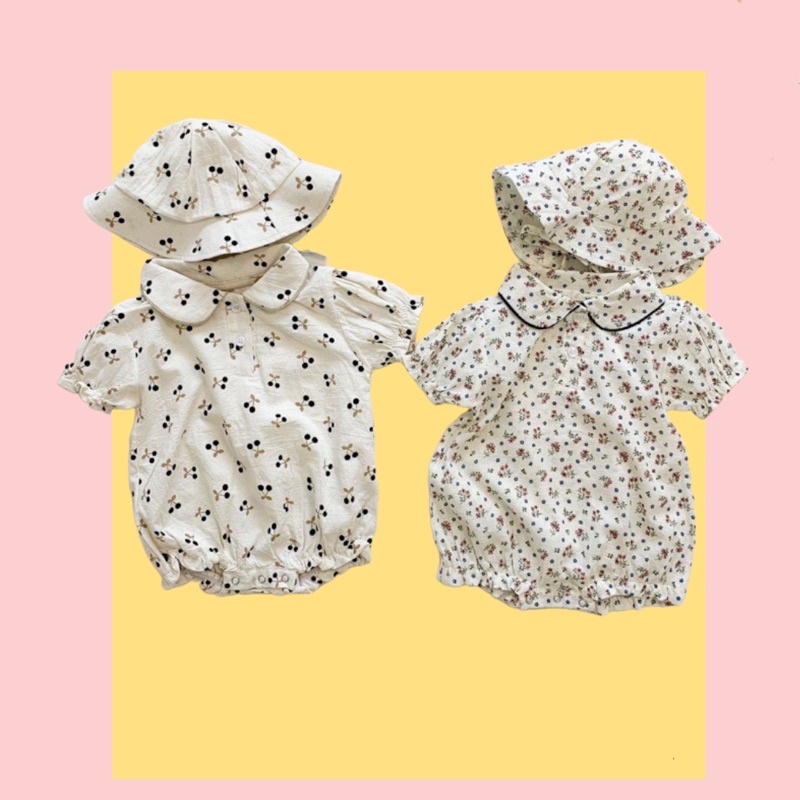 ( Xả kho nghỉ bán ) Set body chip hoa nhí kèm mũ cho bé gái