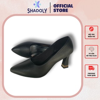 Giày cao gót nữ bít mũi SHADOLY mũi nhọn thời trang gót vuông basic cao 5-7cm DTM