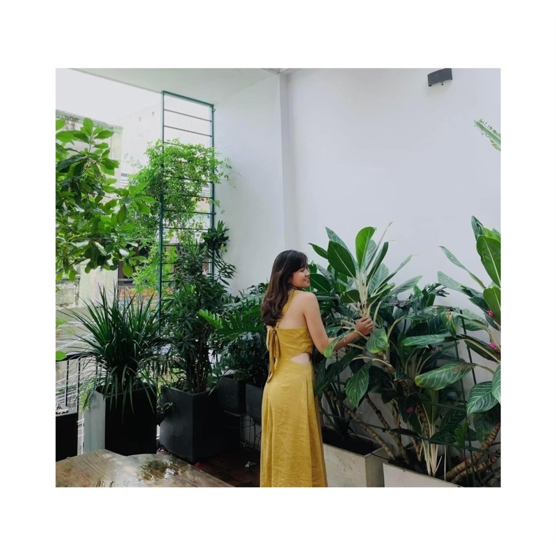 ĐẦM LINEN CUTOUT EO NƠ LƯNG